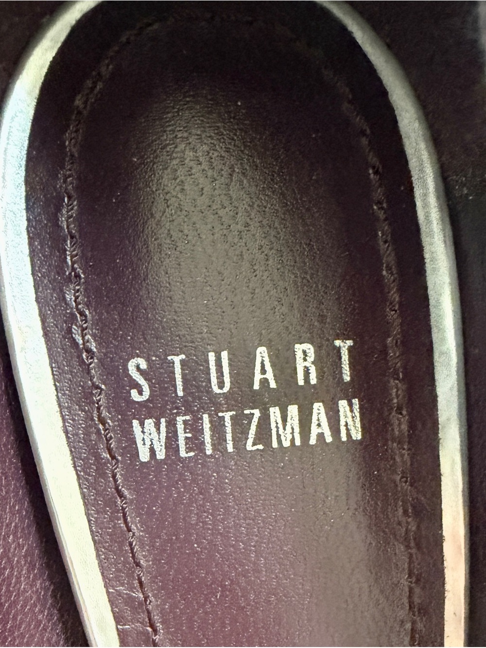 Stuart Weitzman navy blue snakeskin patent leather peep toe high heel pumps; 7 - Picture 4 of 10